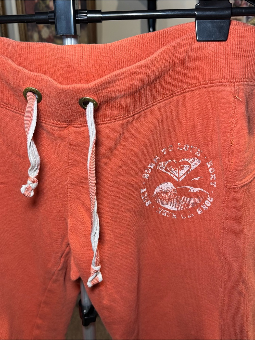 Y2K Vintage Roxy Orange Drawstring Capris with White Logo - Picture 2 of 4